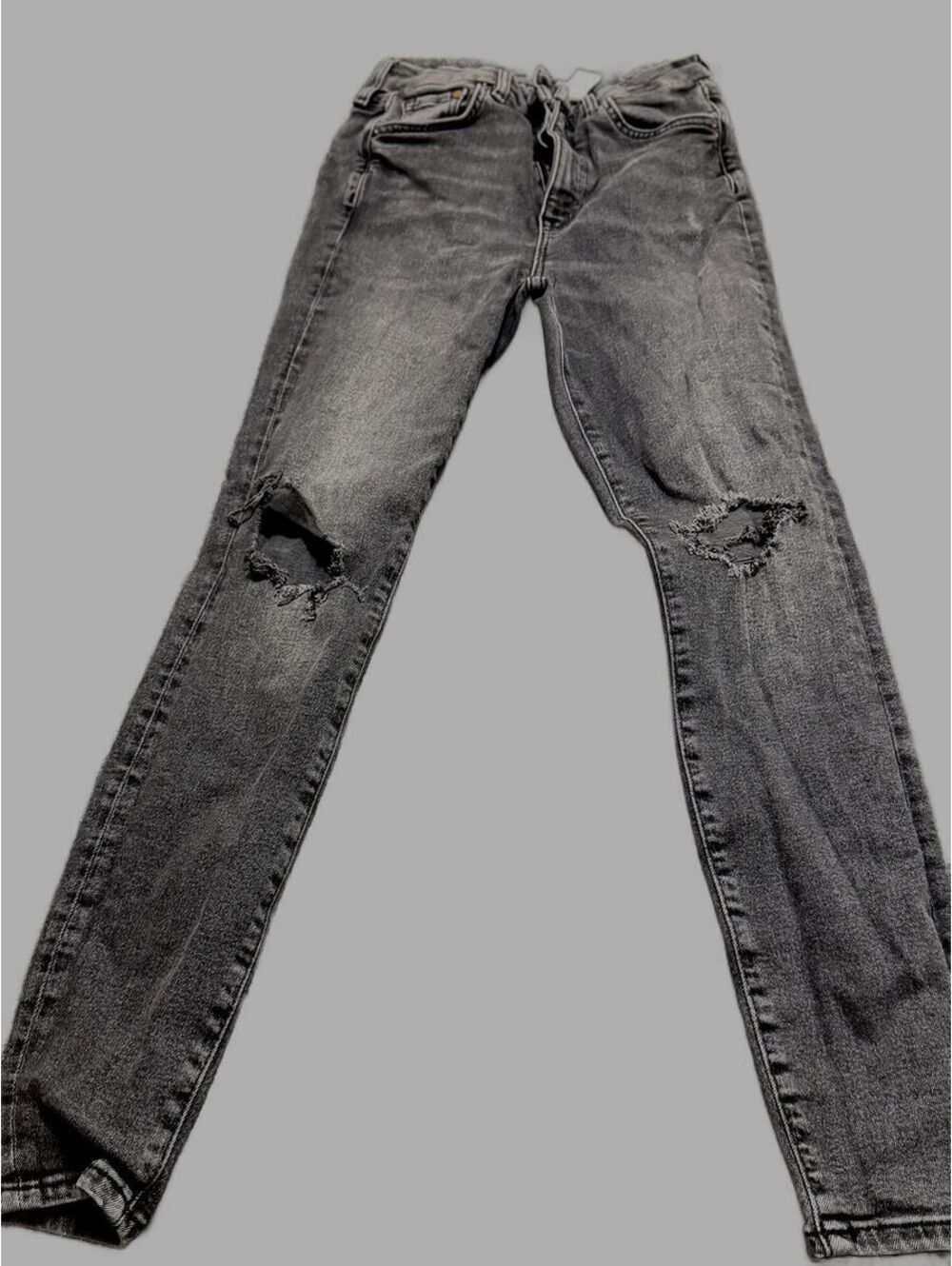 MANGO Women’s Size 6 Super Skinny High Waist Black Distressed Ripped Jeans